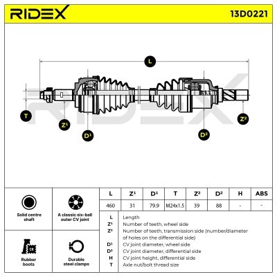 Antriebswelle RIDEX 13D0221 13D0221 - foto 4