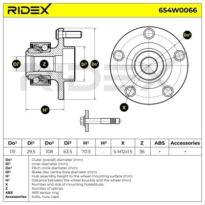 Radlager RIDEX 654W0066 654W0066 - foto 4