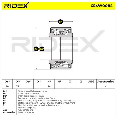 Radlager RIDEX 654W0085 654W0085 - foto 3