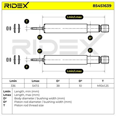 Stoßdämpfer RIDEX 854S1639 854S1639 - foto 2