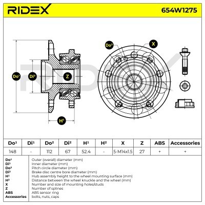 Radlager RIDEX 654W1275 654W1275 - foto 7