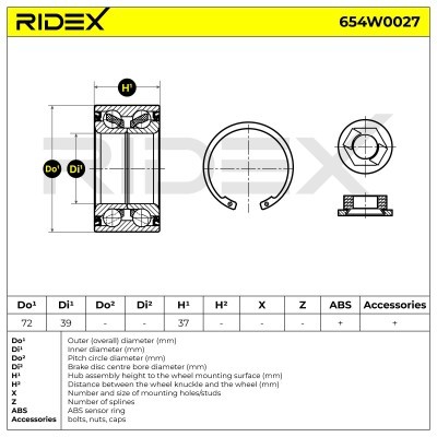 Radlager RIDEX 654W0027 654W0027 - foto 6