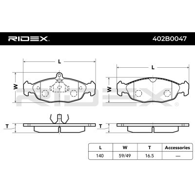 Bremsbeläge Satz RIDEX 402B0047 402B0047 - foto 3