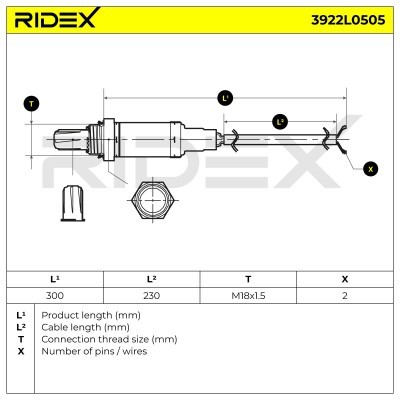 Lambdasonde RIDEX 3922L0505 3922L0505 - foto 6
