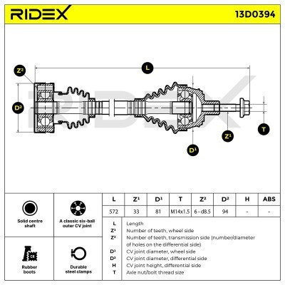 Antriebswelle RIDEX 13D0394 13D0394 - foto 7