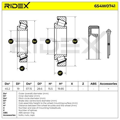 Radlager RIDEX 654W0741 654W0741 - foto 7