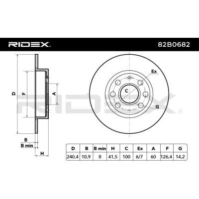 Bremsscheibe RIDEX 82B0682 82B0682 - foto 3