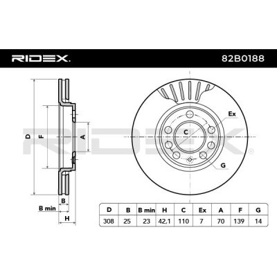 Bremsscheibe RIDEX 82B0188 82B0188 - foto 7