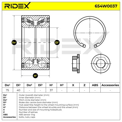 Radlager RIDEX 654W0037 654W0037 - foto 4