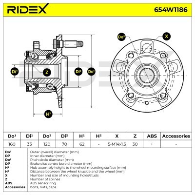 Radlager RIDEX 654W1186 654W1186 - foto 6