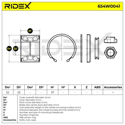 Radlager RIDEX 654W0041 654W0041 - foto 3
