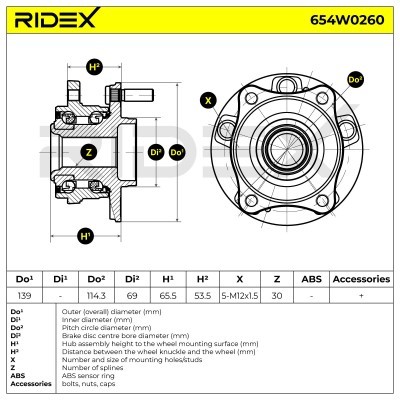 Radlager RIDEX 654W0260 654W0260 - foto 3