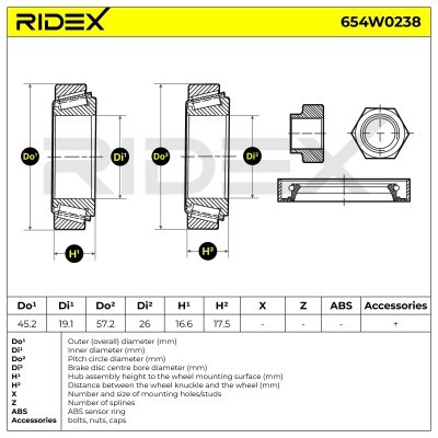 Radlagersatz RIDEX 654W0238 654W0238 - foto 10