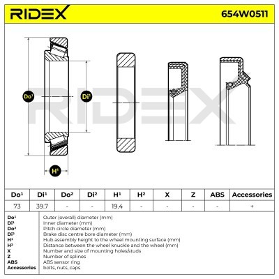 Radlager RIDEX 654W0511 654W0511 - foto 8