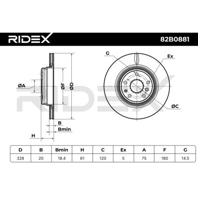 Bremsscheibe RIDEX 82B0881 82B0881 - foto 7