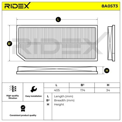 Luftfilter RIDEX 8A0573 8A0573 - foto 6