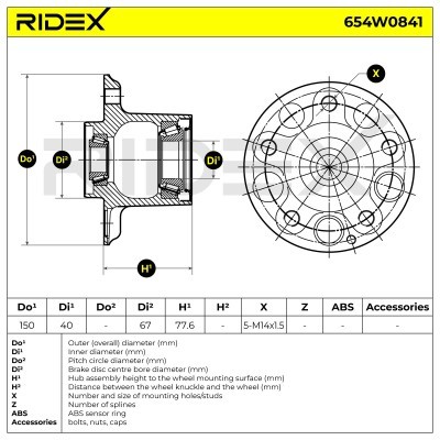 Radlager RIDEX 654W0841 654W0841 - foto 7