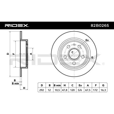 Bremsscheibe RIDEX 82B0265 82B0265 - foto 3