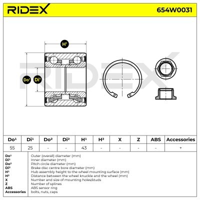 Radlager RIDEX 654W0031 654W0031 - foto 5