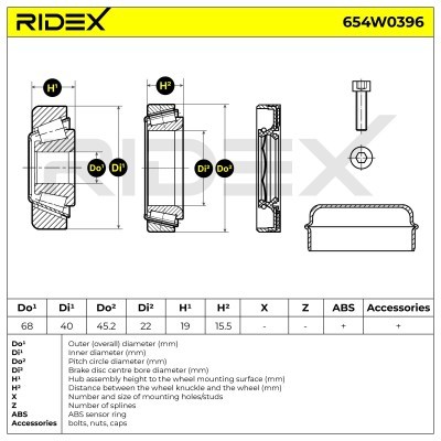 Radlager RIDEX 654W0396 654W0396 - foto 5