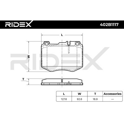 Bremsbeläge Satz RIDEX 402B1117 402B1117 - foto 6