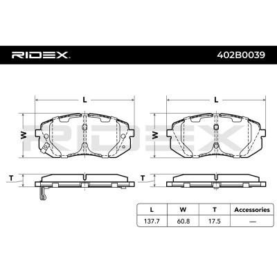Bremsbeläge Satz RIDEX 402B0039 402B0039 - foto 2