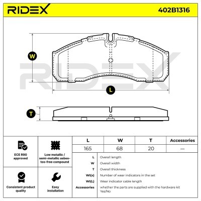 Bremsbeläge Satz RIDEX 402B1316 402B1316 - foto 6