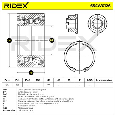 Radlager RIDEX 654W0126 654W0126 - foto 3