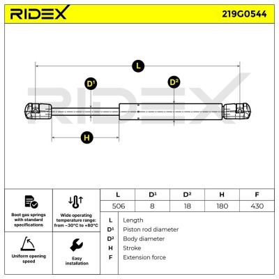 Gasfeder, Koffer-/Laderaum RIDEX 219G0544 219G0544 - foto 7