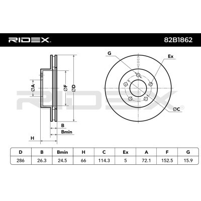 Bremsscheibe RIDEX 82B1862 82B1862 - foto 6