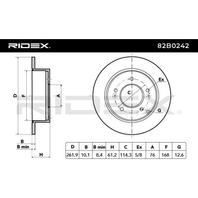 Bremsscheibe RIDEX 82B0242 82B0242 - foto 5
