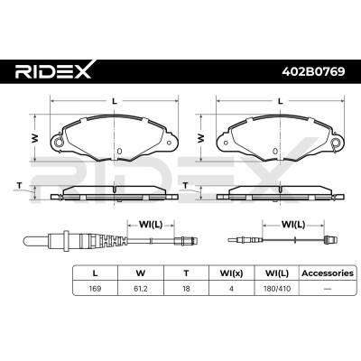 Bremsbeläge Satz RIDEX 402B0769 402B0769 - foto 8