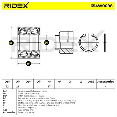 Radlager RIDEX 654W0096 654W0096 - foto 6