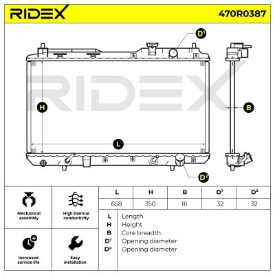 Kühler, Motorkühlung RIDEX 470R0387 470R0387 - foto 4