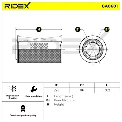 Luftfilter RIDEX 8A0601 8A0601 - foto 6