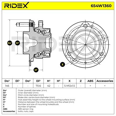 Radlager RIDEX 654W1360 654W1360 - foto 6