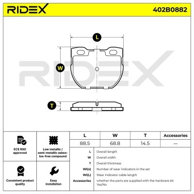 Bremsbeläge Satz RIDEX 402B0882 402B0882 - foto 6