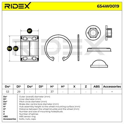 Radlager RIDEX 654W0019 654W0019 - foto 2