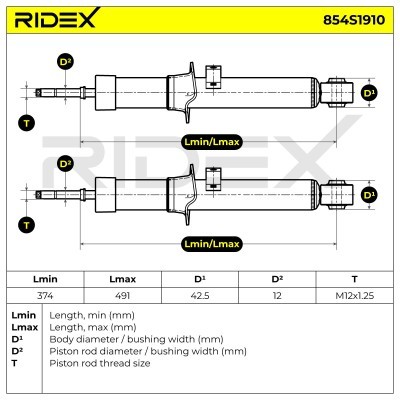 Stoßdämpfer RIDEX 854S1910 854S1910 - foto 5