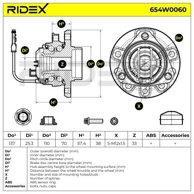 Radlager RIDEX 654W0060 654W0060 - foto 3