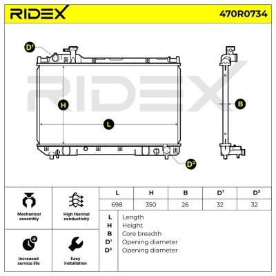 Kühler, Motorkühlung RIDEX 470R0734 470R0734 - foto 12
