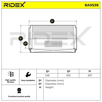 Luftfilter RIDEX 8A0538 8A0538 - foto 6