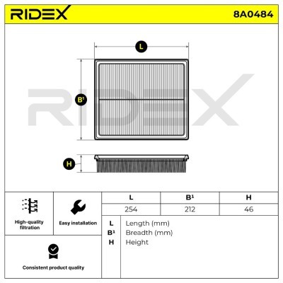 Luftfilter RIDEX 8A0484 8A0484 - foto 6