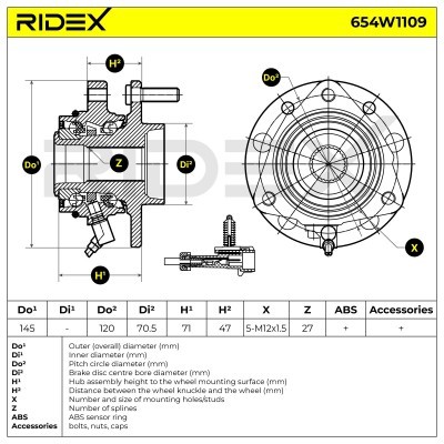 Radlager RIDEX 654W1109 654W1109 - foto 5