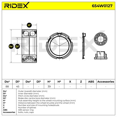 Radlager RIDEX 654W0127 654W0127 - foto 3