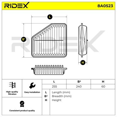 Luftfilter RIDEX 8A0523 8A0523 - foto 4
