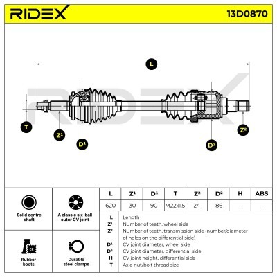 Antriebswelle RIDEX 13D0870 13D0870 - foto 7