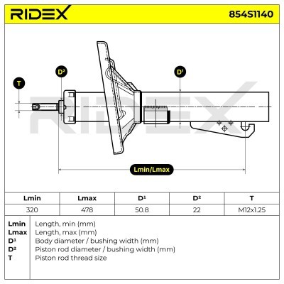 Stoßdämpfer RIDEX 854S1140 854S1140 - foto 8