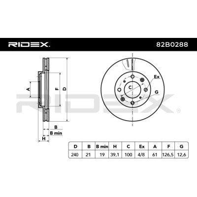 Bremsscheibe RIDEX 82B0288 82B0288 - foto 4
