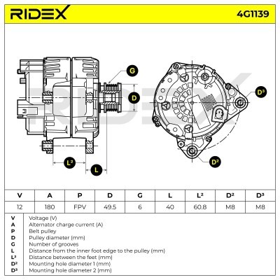 Generator RIDEX 4G1139 4G1139 - foto 8